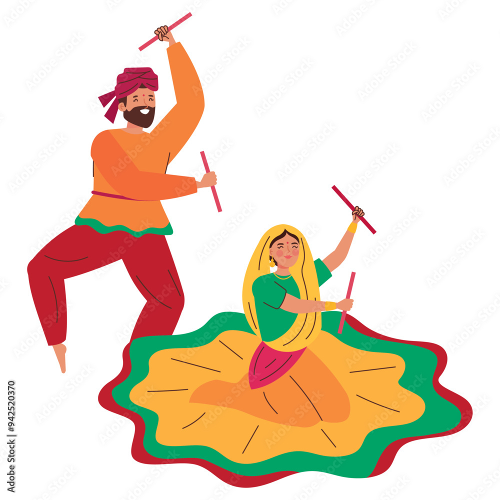 Wall mural dancers in happy navratri traditional festival