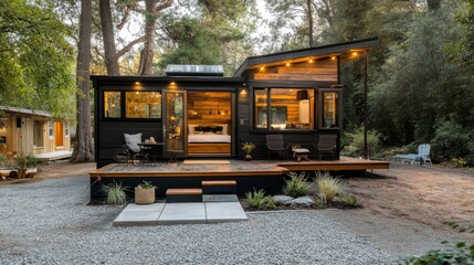 A beautifully renovated tiny home showcasing smart design and functionality, highlighting efficient use of space and modern style in a compact living environment.