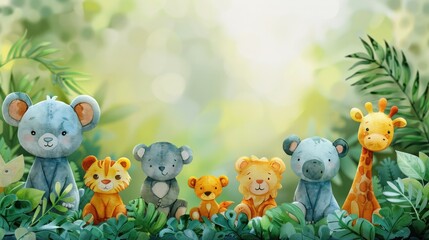 Watercolor Safari Animals with Letters for Invitations, Nursery Posters, and More