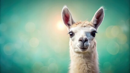 Obraz premium Adorable llama with a cute face on a pastel background, llama, cute, face, pastel, background, animal, fluffy, adorable, sweet