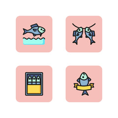 Marine food line icon set. Sardine, fish market symbol, dried fish. Seafood concept. Can be used for topics like fishing, restaurant menu, aquarium