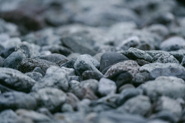 Close up of rocks on glacial beach in Glacier Bay National Park in Alaska