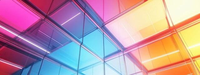 Obraz premium 3D rendering of a modular glass ceiling in an office environment Abstract toned image reflecting modern architectural design Realistic yet fictional architectural concept