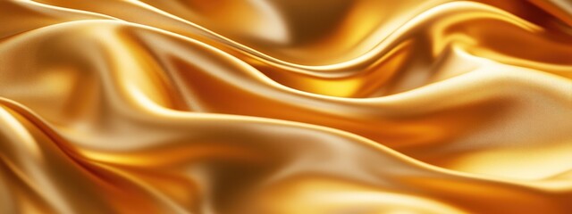 Obraz premium 3D rendering of a swirling gold silk texture in close up showcasing the entire background