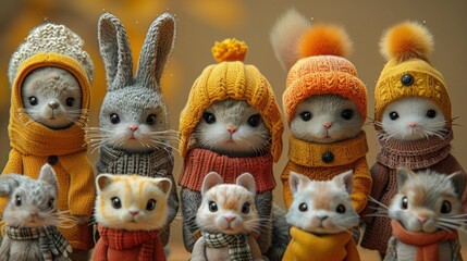 Seasonal Adventures of Diverse Animal Collection: 12 Cute Cartoon Illustrations Depicting Activities in Every Season