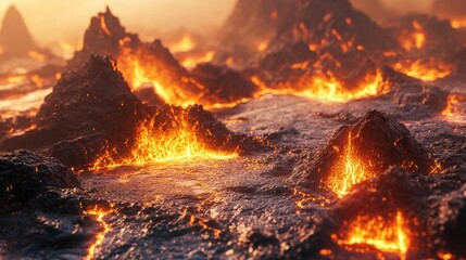 3D rendering of a natural landscape featuring volcanic formations and unique terrain