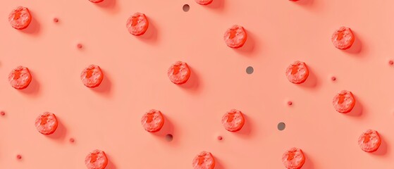 A lively background in vibrant coral with playful polka dots