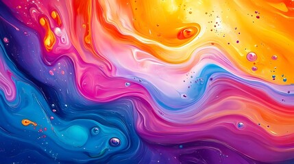 Ink Splatter Abstract Art Background with Vivid Color Swirls