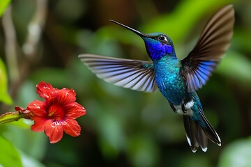hummingbird feeding on flower