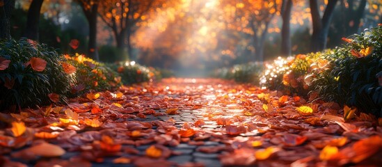 Autumn Path, Sunlit Leaves