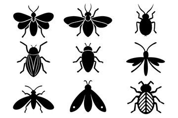 Set of insect icons silhouette vector illustration