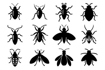 Set of insect icons silhouette vector illustration