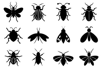 Set of insect icons silhouette vector illustration