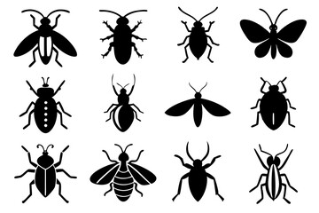 Set of insect icons silhouette vector illustration