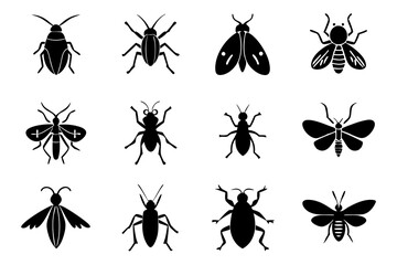 Set of insect icons silhouette vector illustration