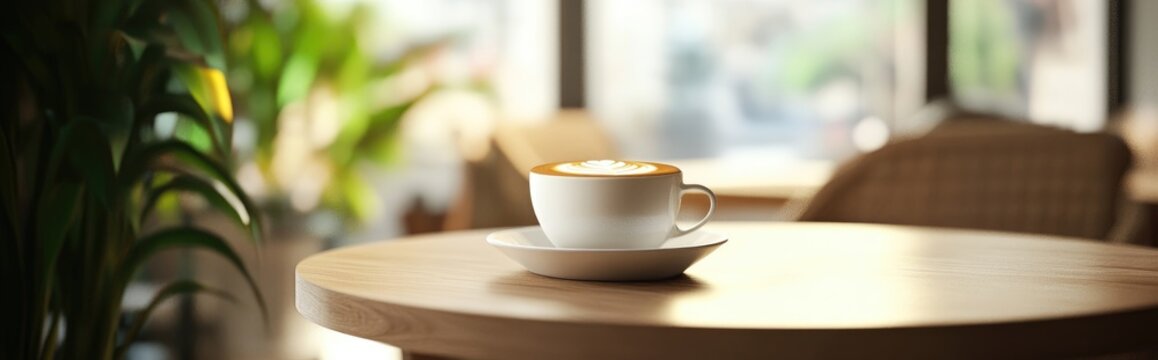 3D rendering of a table in a cafe with coffee