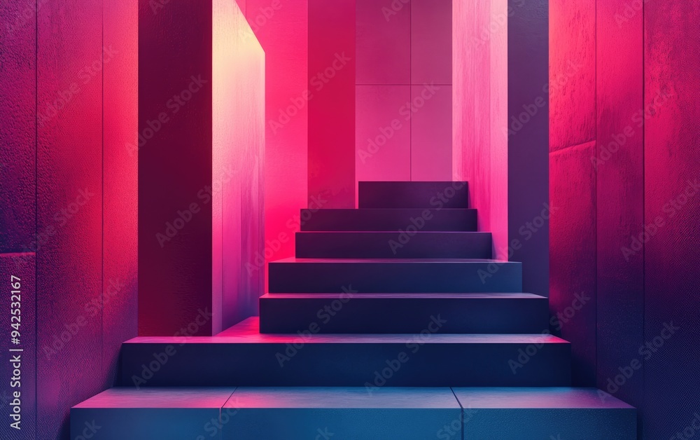 Poster 3d rendering of abstract geometric elements with a regular background