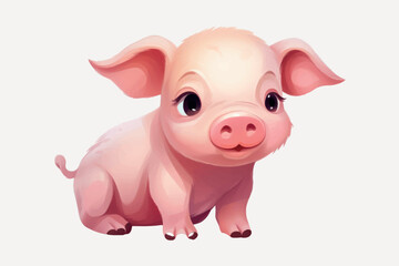 Fototapeta premium Cute cartoon baby pig illustration