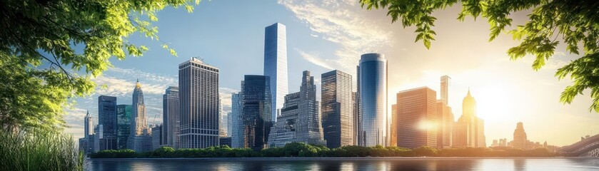 Massive investment in green energy projects transforming a futuristic city into an ecofriendly metropolis