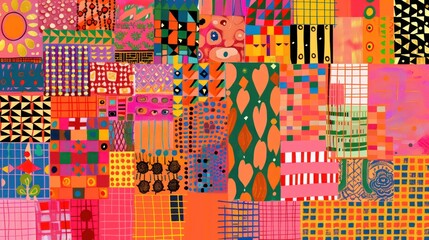 Colorful Geometric Abstract Art Collage.