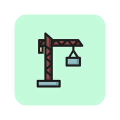 Construction crane line icon. Machine, site, building concept. Can be used for topics like engineering, architecture, loading