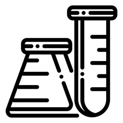 Test tube icon, illustration of Chemistry Lab Equipment in line style suitable for infographics about science research.