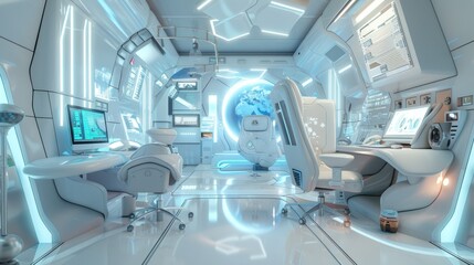 Futuristic Interior Design with Earth View.
