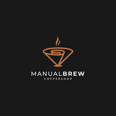 v60 coffee funnel and coffee dripper for manual coffee brew learning logo	