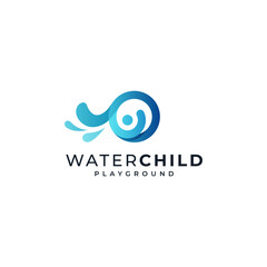 little kids and splashing water for the logo of playground, education, swimming academy and child care