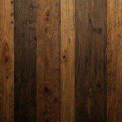 Fototapeta premium Close-up view of dark-stained wood planks with rich grain patterns and knots, exuding natural rustic charm.
