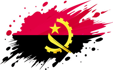angola flag painted with Grunge brush stroke, watercolor flag