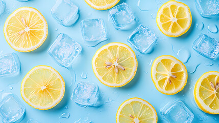 Summer cool down, lemon and ice cubes creativity