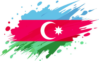 Azerbaijan flag painted with Grunge brush stroke, watercolor flag