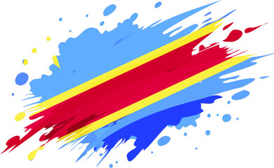 Democratic Republic of Congo flag painted with Grunge brush stroke, watercolor flag