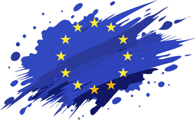 European Union flag painted with Grunge brush stroke, watercolor flag