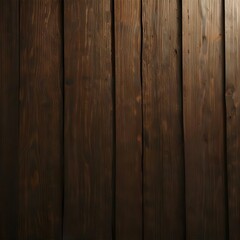 Fototapeta premium Close-up view of dark-stained wood planks with rich grain patterns and knots, exuding natural rustic charm.