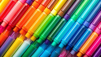A vibrant collection of colorful highlighter markers on a colorful background