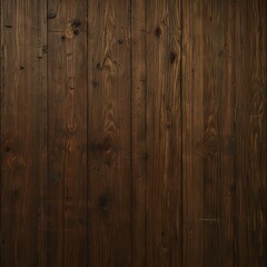 Fototapeta premium Close-up view of dark-stained wood planks with rich grain patterns and knots, exuding natural rustic charm.
