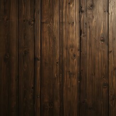 Obraz premium Close-up view of dark-stained wood planks with rich grain patterns and knots, exuding natural rustic charm.