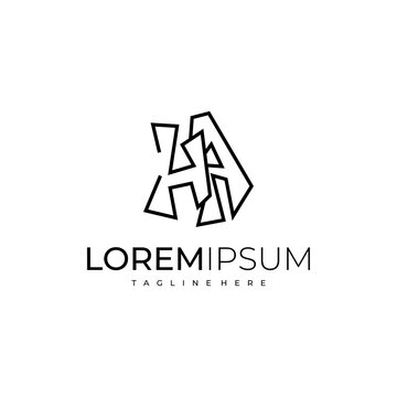 letter HA line art modern logo