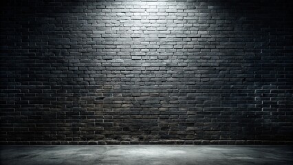 A dark basement with a vertical black brick wall background, creating a moody and rough textured atmosphere