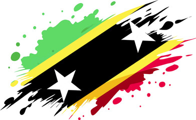 Saint Kitts and Nevis flag painted with Grunge brush stroke, watercolor flag