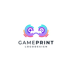gaming console and fingerprint accent for gaming addicts and streamers logo