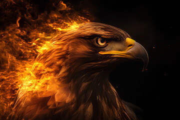 Fototapeta premium fiery eagle , dark background