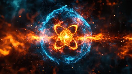 Obraz premium Energetic Nuclear Fission Concept with Radiating Atomic Waves