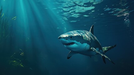Fototapeta premium Great White Shark Underwater