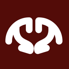 Unique Bold Outline Design on black background in white colour.