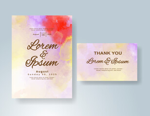 Wedding invitation with Abstract splashed watercolor background