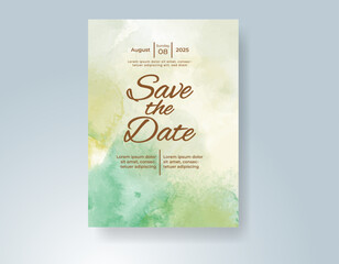 Wedding invitation with Abstract splashed watercolor background