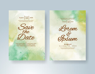Wedding invitation with Abstract splashed watercolor background